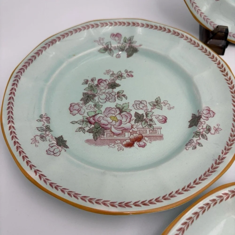 Calyx Ware Salad Plates , METZ, Blue Ironstone, Adams England, 7.75